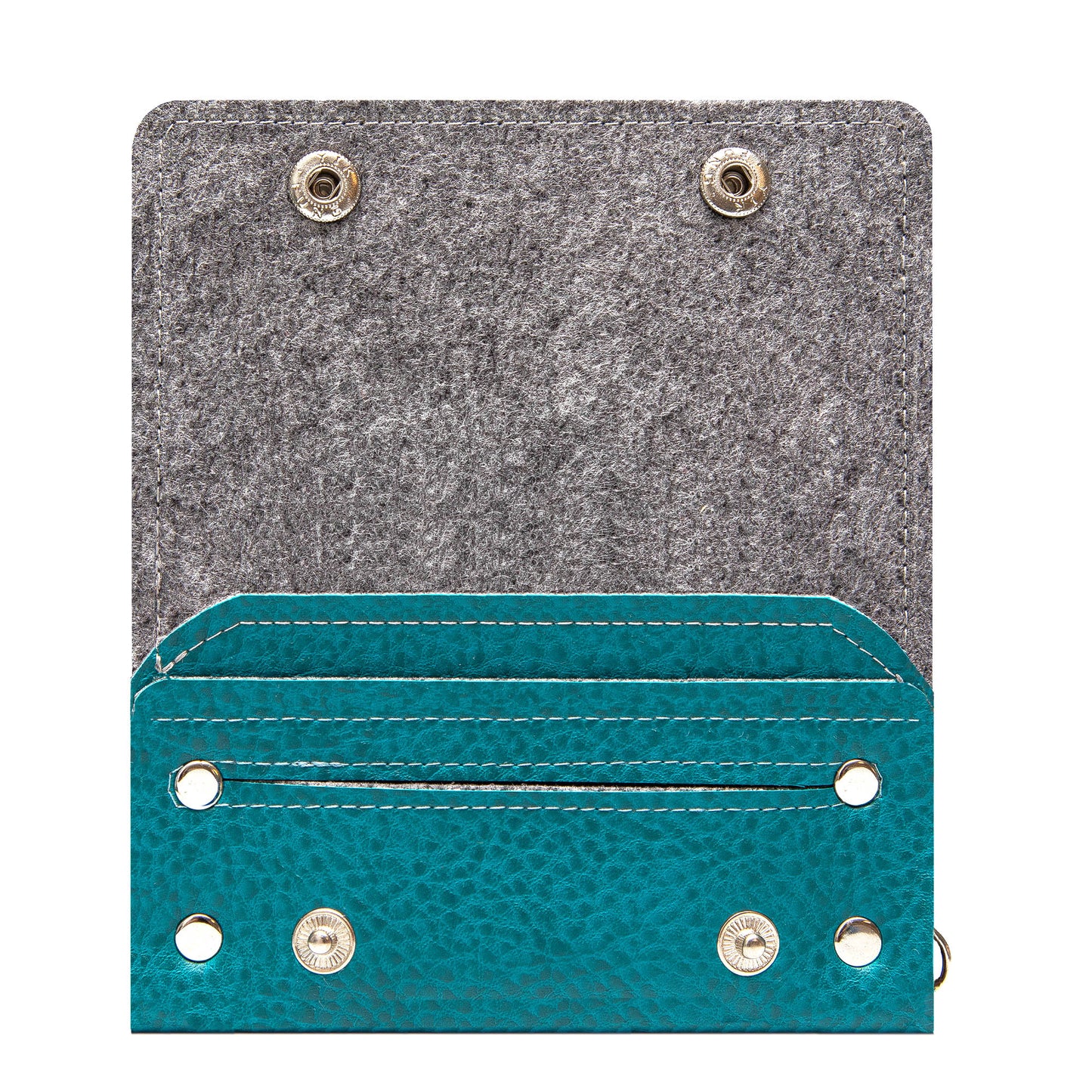 Handcrafted Biker Wallet with Detachable Chain - Cruelty-Free and Fashionably Functional - Teal Faux Leather