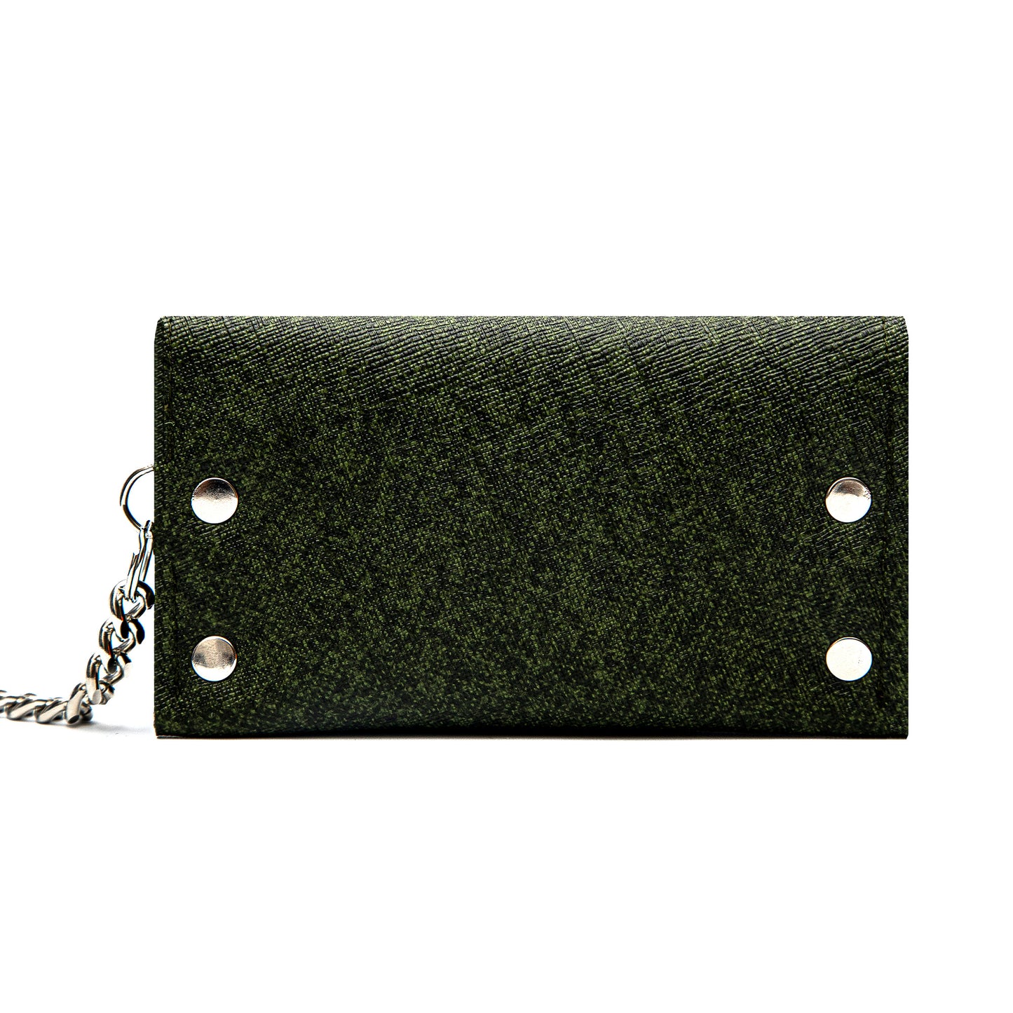 Handcrafted Biker Wallet with Detachable Chain - Cruelty-Free and Fashionably Functional - Olive Green Faux Leather