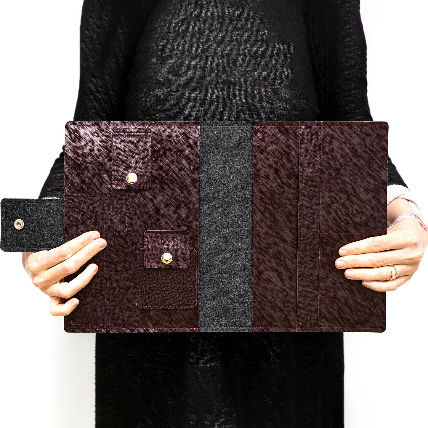 Handmade Folio Cover for iPad/Pro/Air - Egg Plant Faux Leather