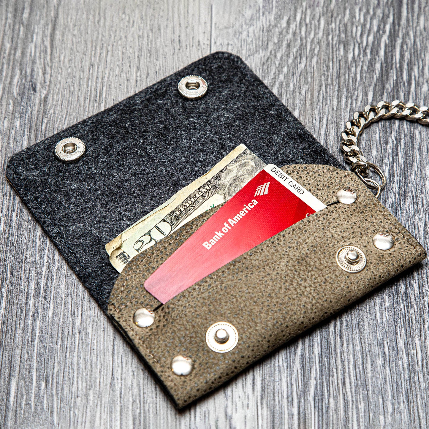Handcrafted Biker Wallet with Detachable Chain - Cruelty-Free and Fashionably Functional - Brown Faux Leather