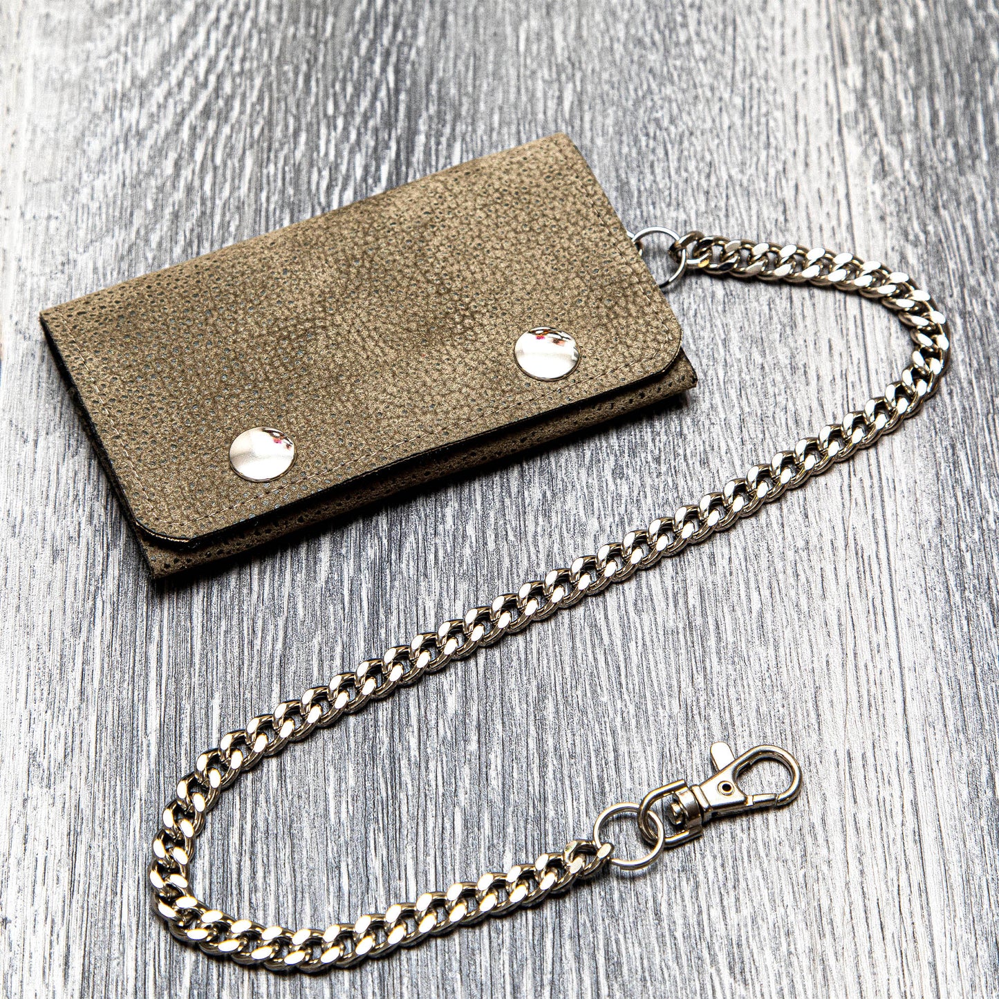 Handcrafted Biker Wallet with Detachable Chain - Cruelty-Free and Fashionably Functional - Brown Faux Leather