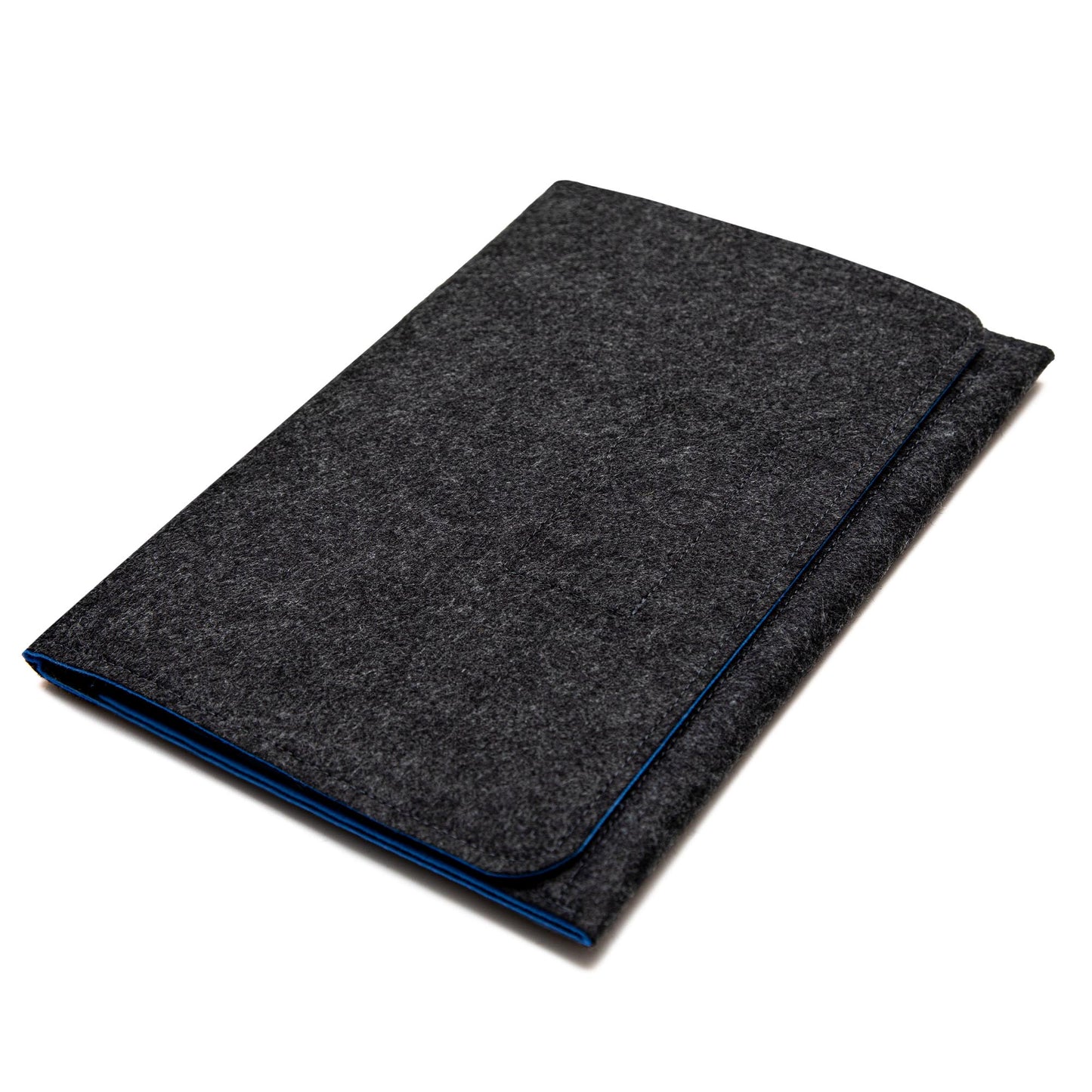 Premium Felt iPad Cover: Ultimate Protection with Accessories Pocket - Charcoal & Blue