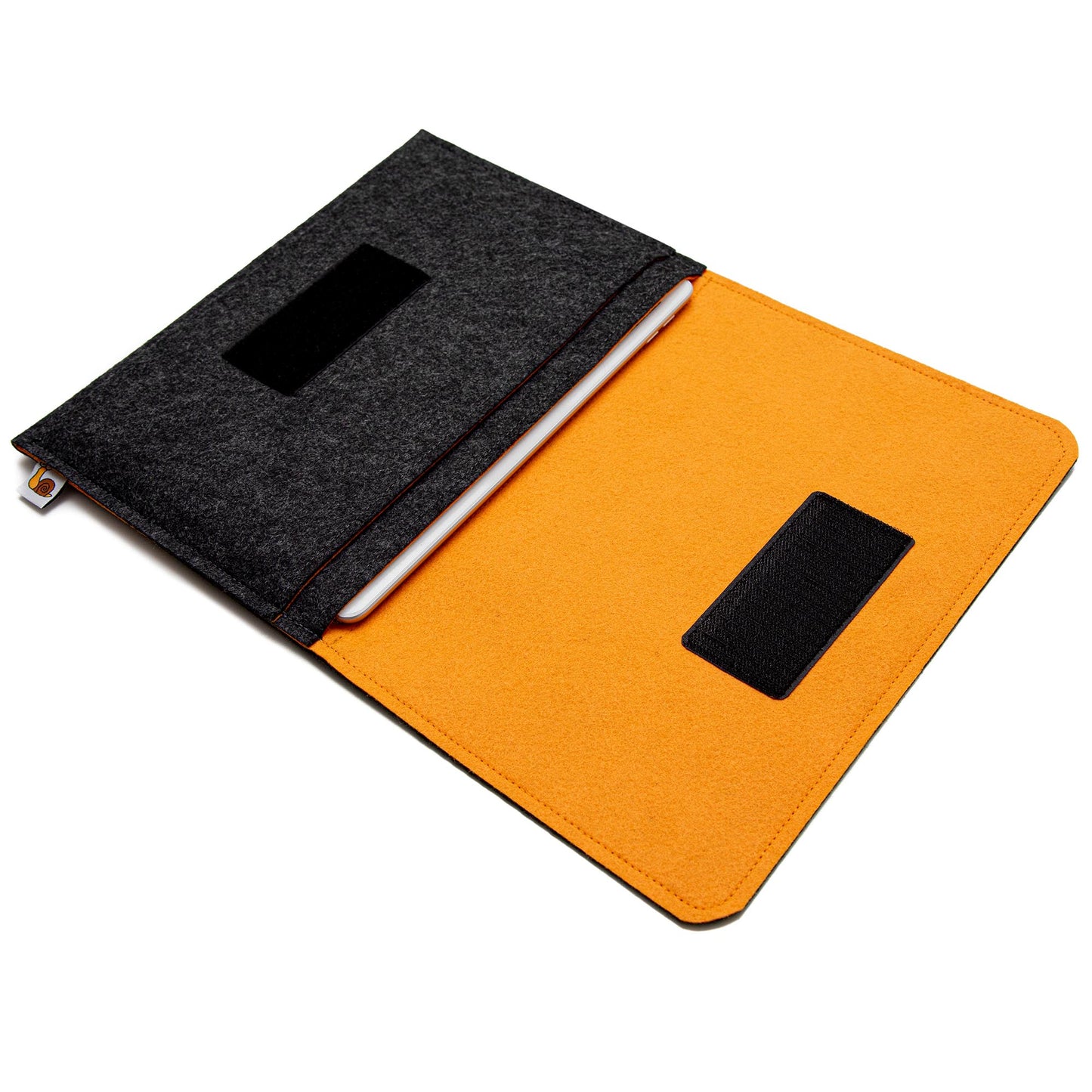 Premium Felt iPad Cover: Ultimate Protection with Accessories Pocket - Charcoal & Light Orange