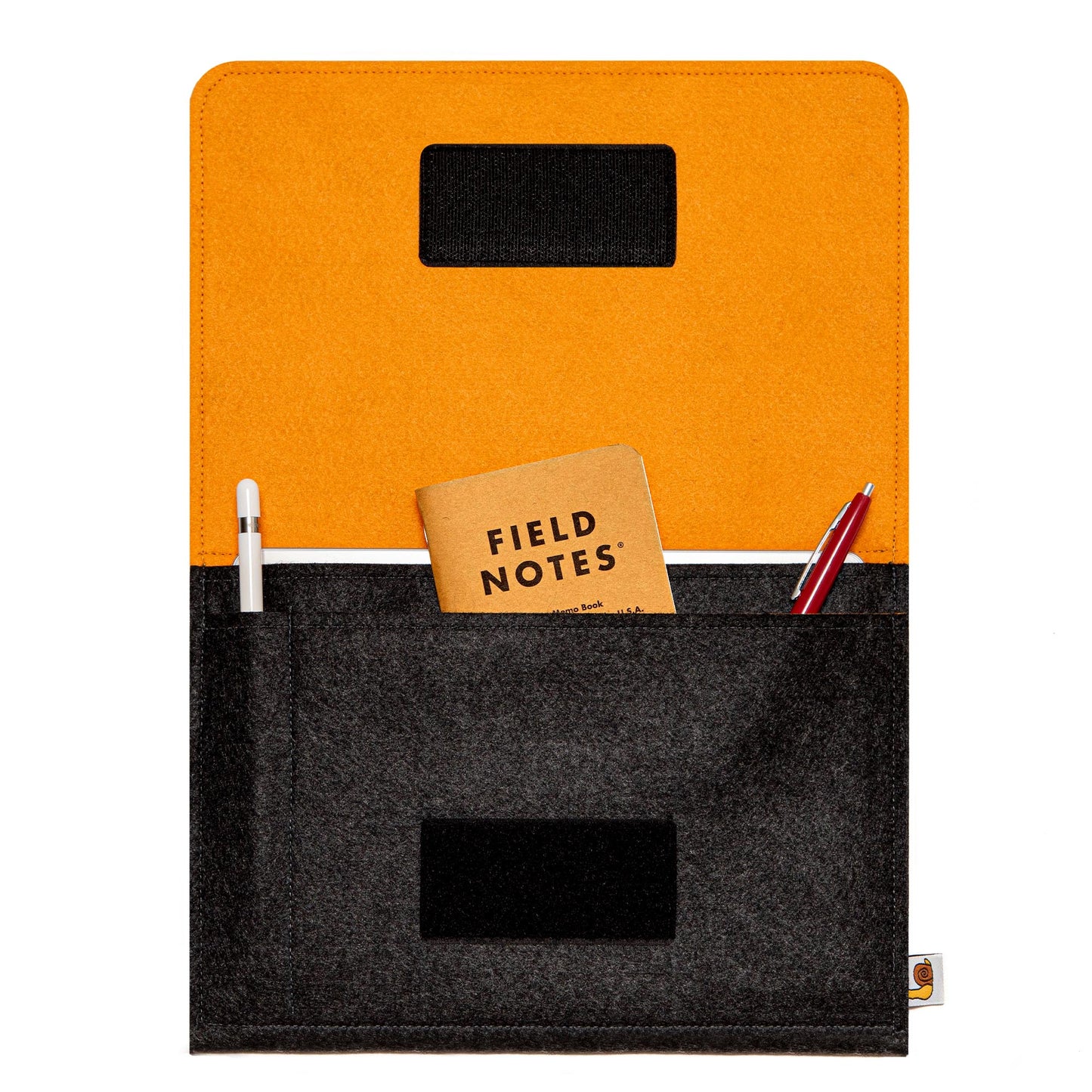 Premium Felt iPad Cover: Ultimate Protection with Accessories Pocket - Charcoal & Light Orange
