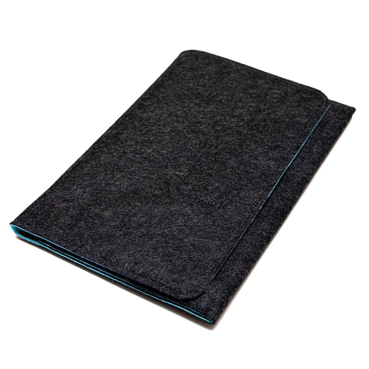 Premium Felt iPad Cover: Ultimate Protection with Accessories Pocket - Charcoal & Sky Blue