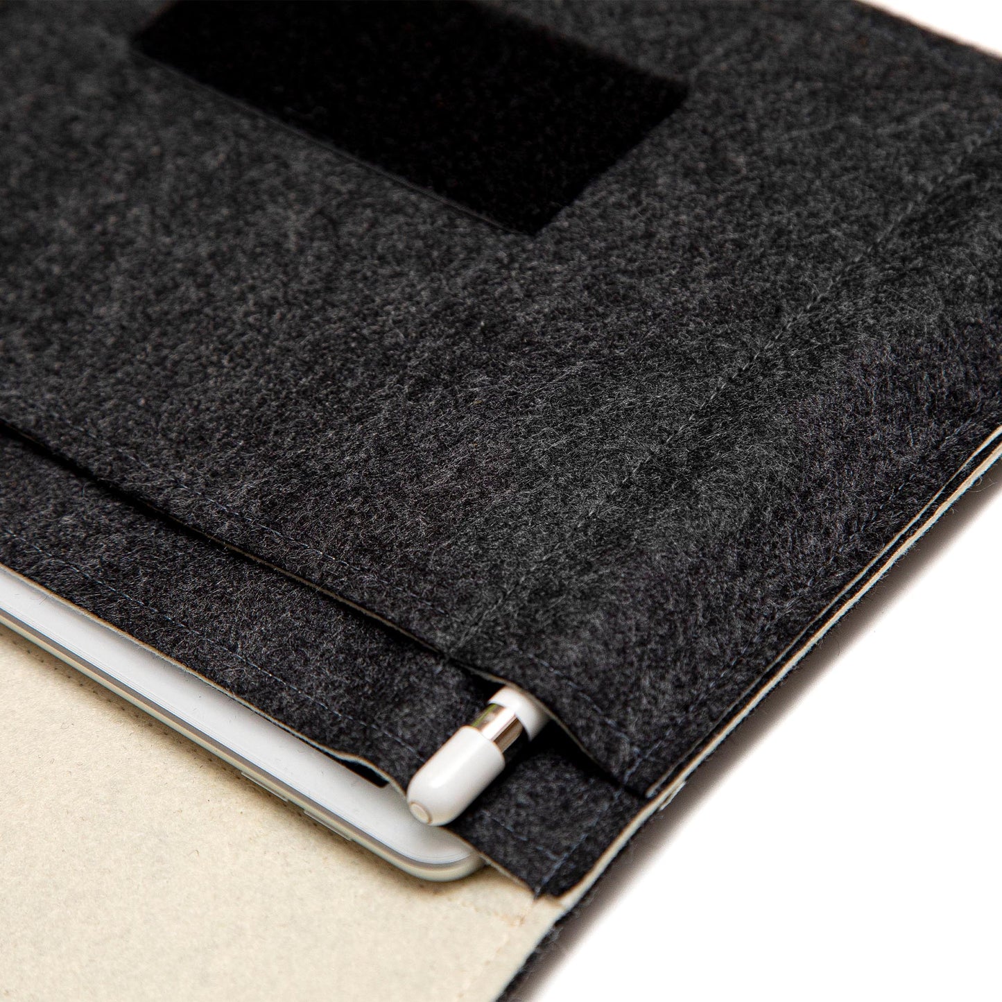Premium Felt iPad Cover: Ultimate Protection with Accessories Pocket - Charcoal & Cream