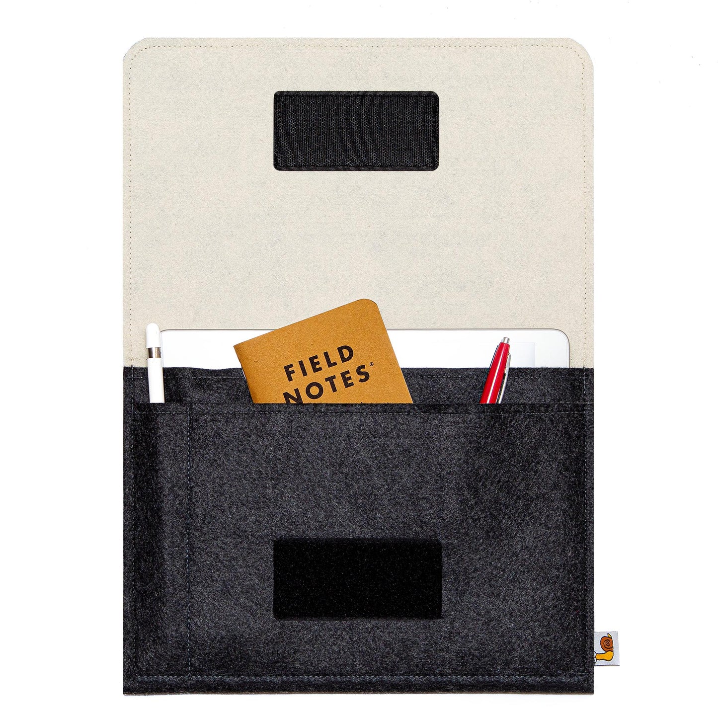 Premium Felt iPad Cover: Ultimate Protection with Accessories Pocket - Charcoal & Cream