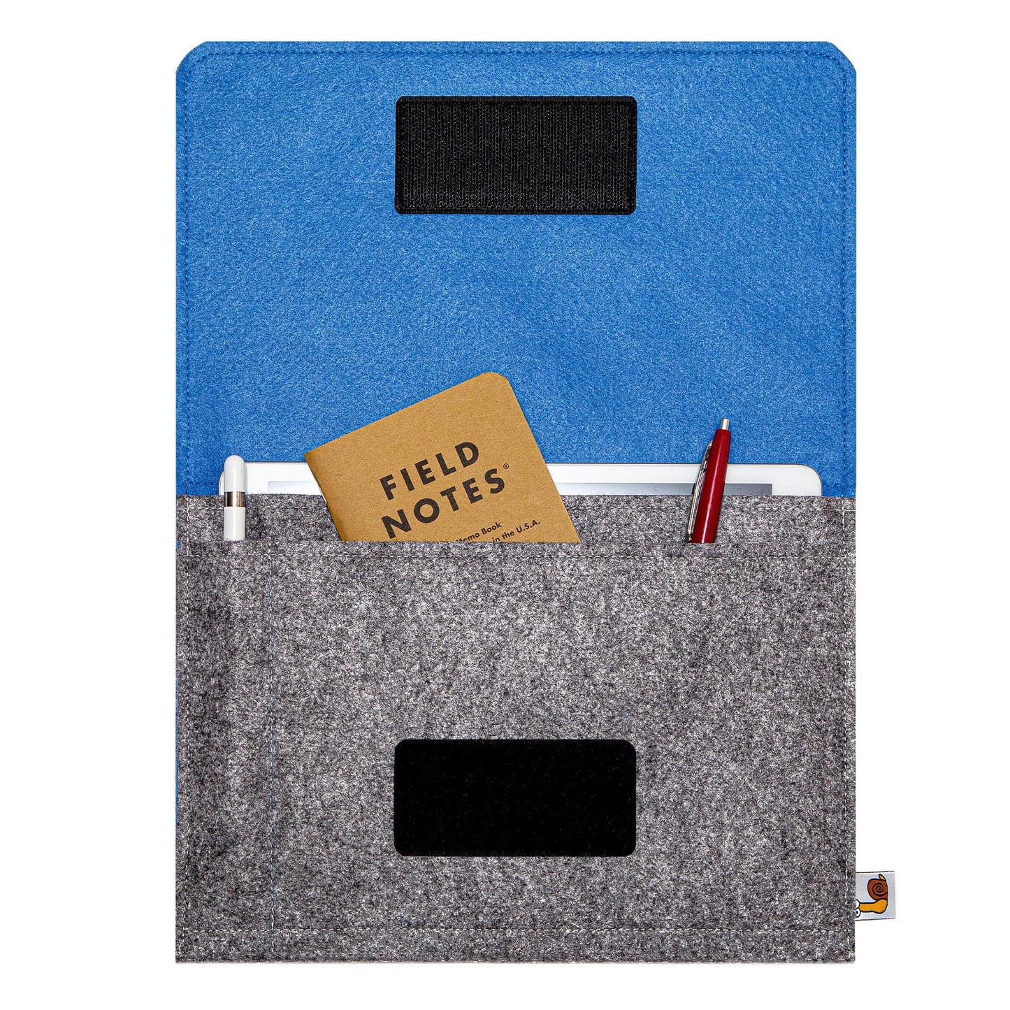 Premium Felt iPad Cover: Ultimate Protection with Accessories Pocket - Grey & Blue