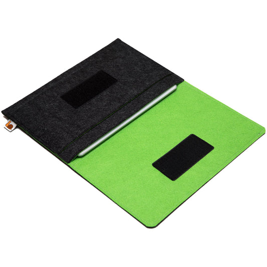 Premium Felt iPad Cover: Ultimate Protection with Accessories Pocket - Charcoal & Green
