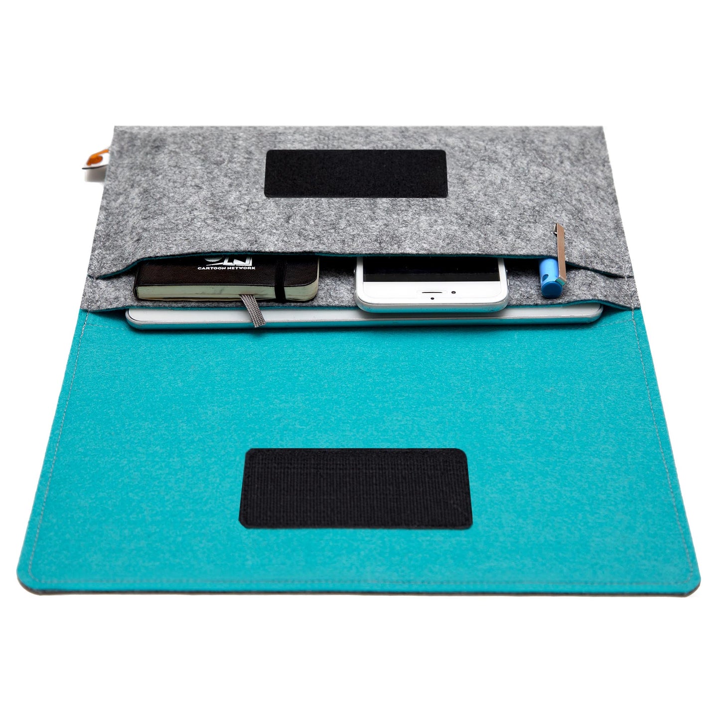 Premium Felt iPad Cover: Ultimate Protection with Accessories Pocket - Grey & Turquoise