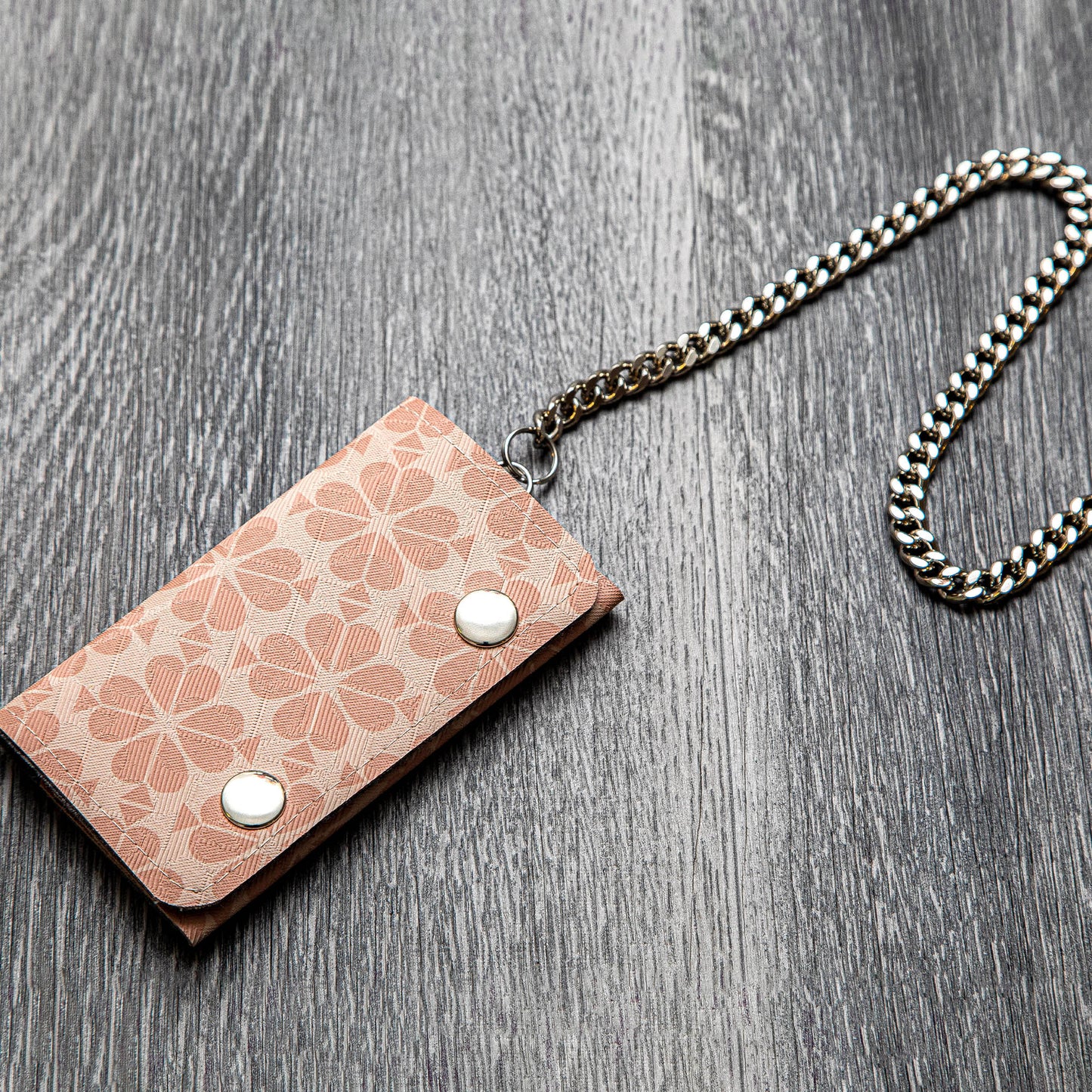 Handcrafted Biker Wallet with Detachable Chain - Cruelty-Free and Fashionably Functional - Pink Faux Leather