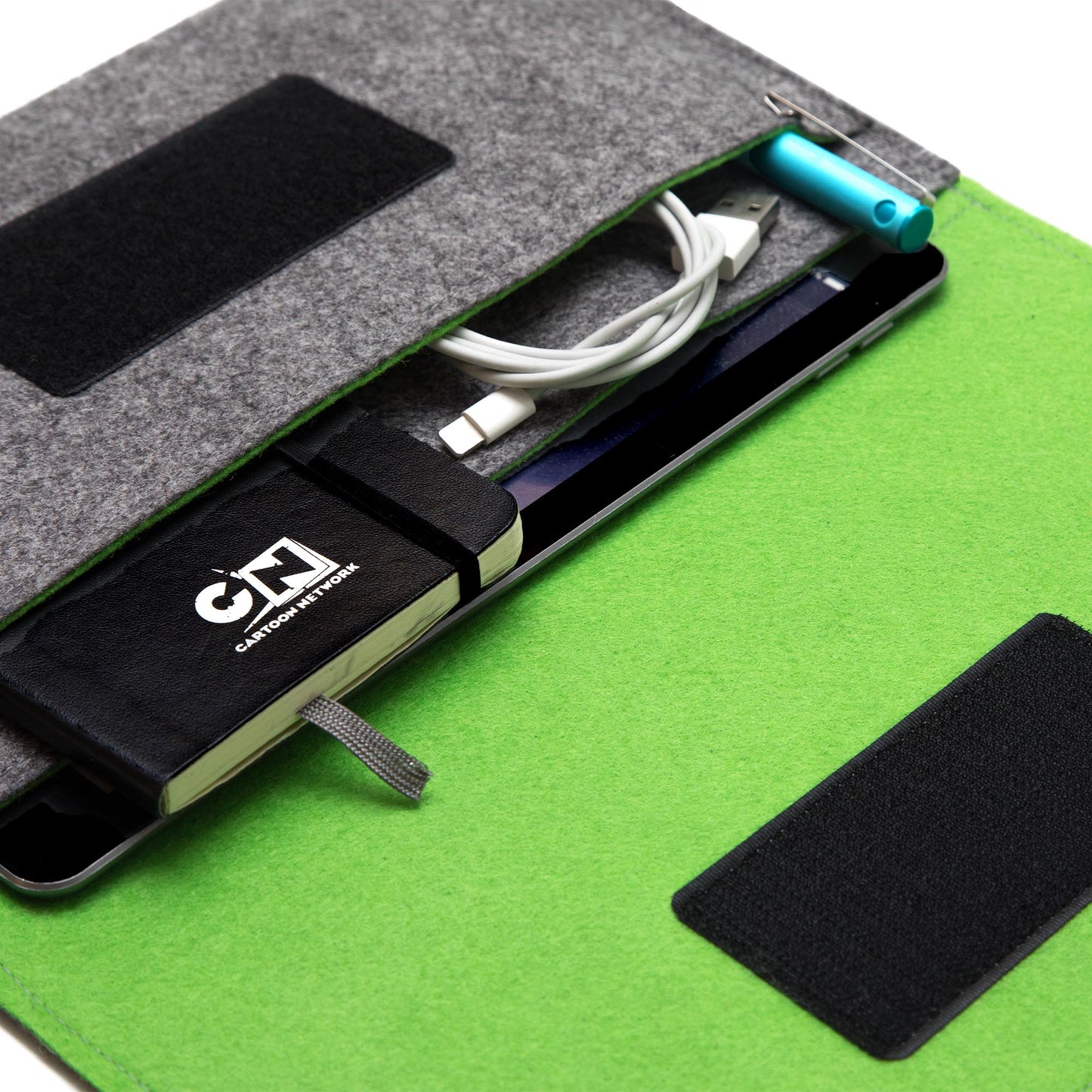 Premium Felt iPad Cover: Ultimate Protection with Accessories Pocket - Grey & Green