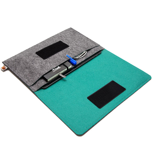 Premium Felt iPad Cover: Ultimate Protection with Accessories Pocket - Grey & Teal