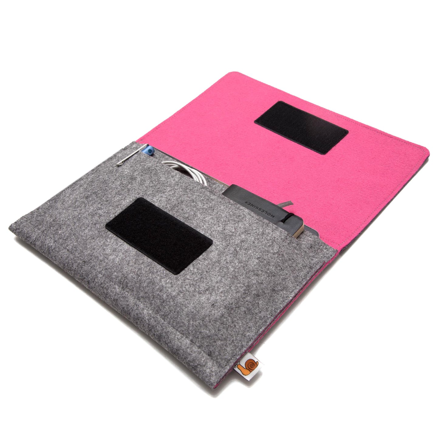 Premium Felt iPad Cover: Ultimate Protection with Accessories Pocket - Grey & Pink