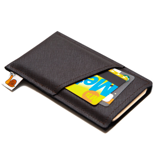 Modern Faux Leather iPhone Sleeve with Card Pocket – Dark Chocolate Brown