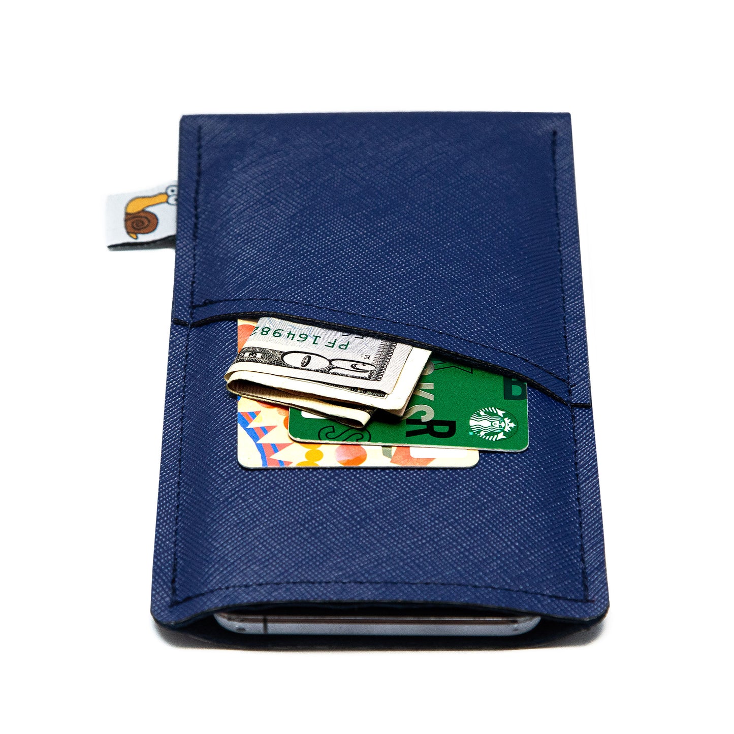 Modern Faux Leather iPhone Sleeve with Card Pocket – Royal Blue