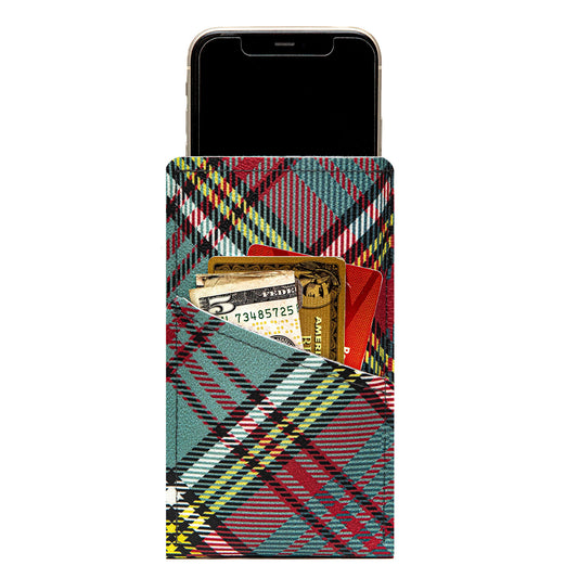 Modern Faux Leather iPhone Sleeve with Vibrant Colored Lines Design and Card Pocket