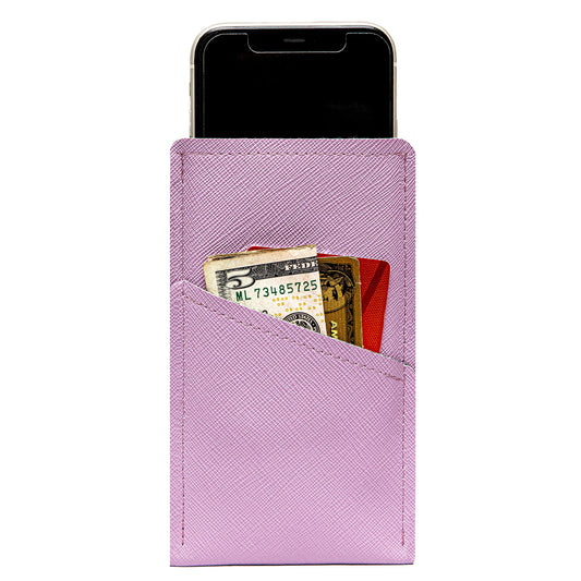 Modern Faux Leather iPhone Sleeve with Card Pocket – Baby Pink