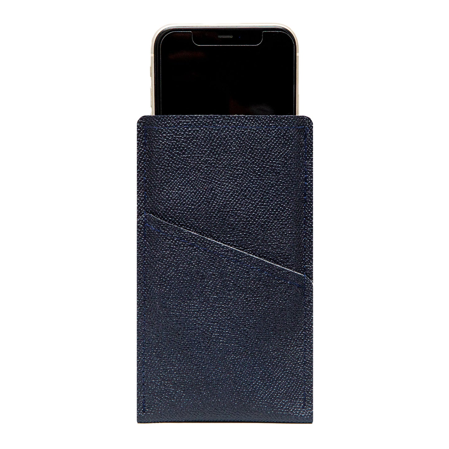 Modern Faux Leather iPhone Sleeve with Card Pocket – Deep Blue