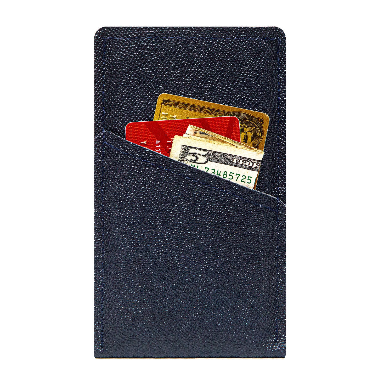 Modern Faux Leather iPhone Sleeve with Card Pocket – Deep Blue