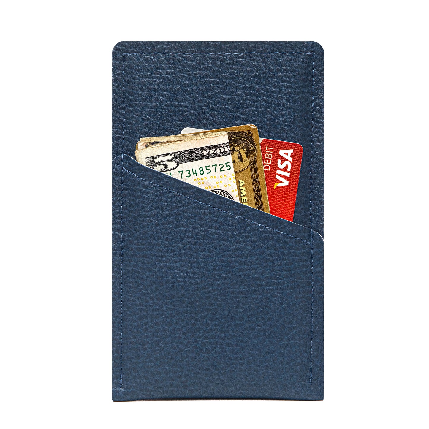 Modern Faux Leather iPhone Sleeve with Card Pocket – Navy Blue