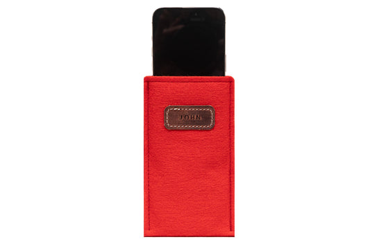 Personalized Felt & Leather iPhone Sleeve: Red Passion