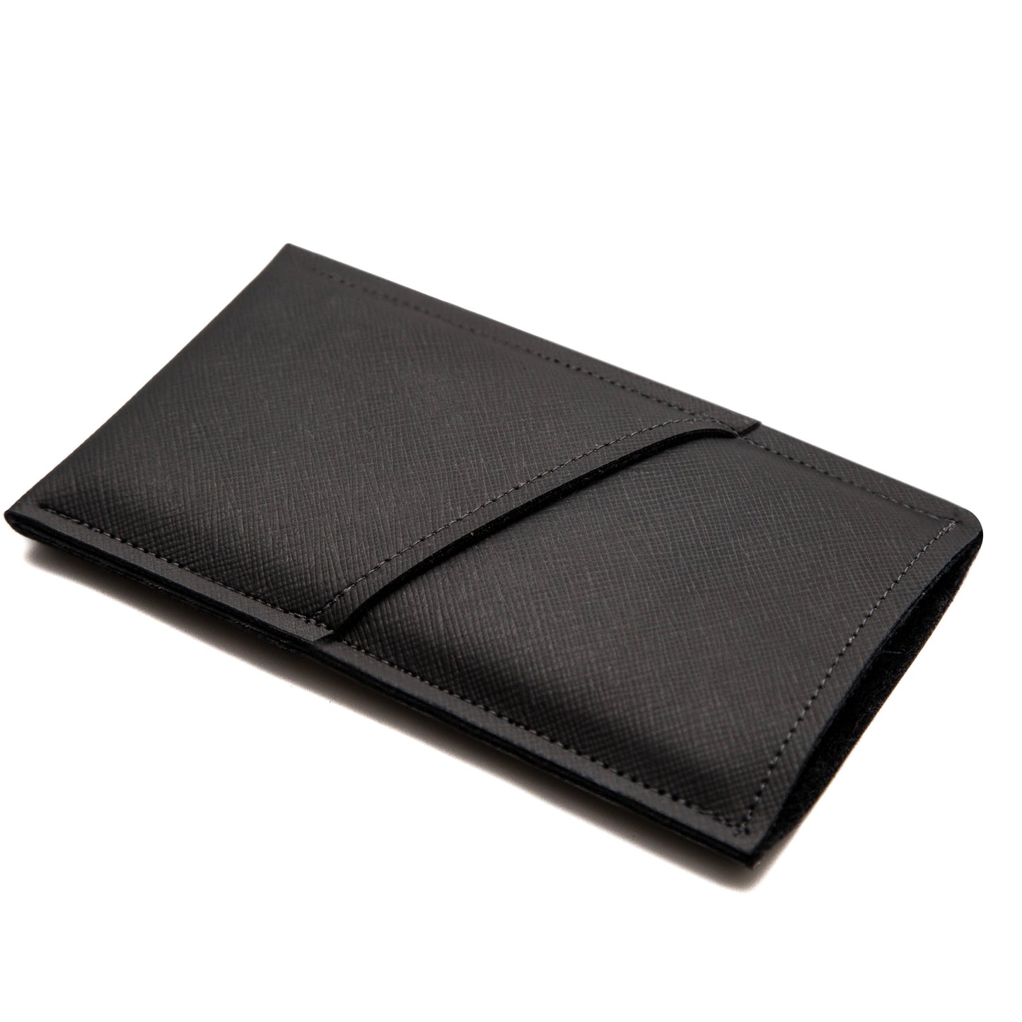Modern Faux Leather iPhone Sleeve with Card Pocket – Midnight Black