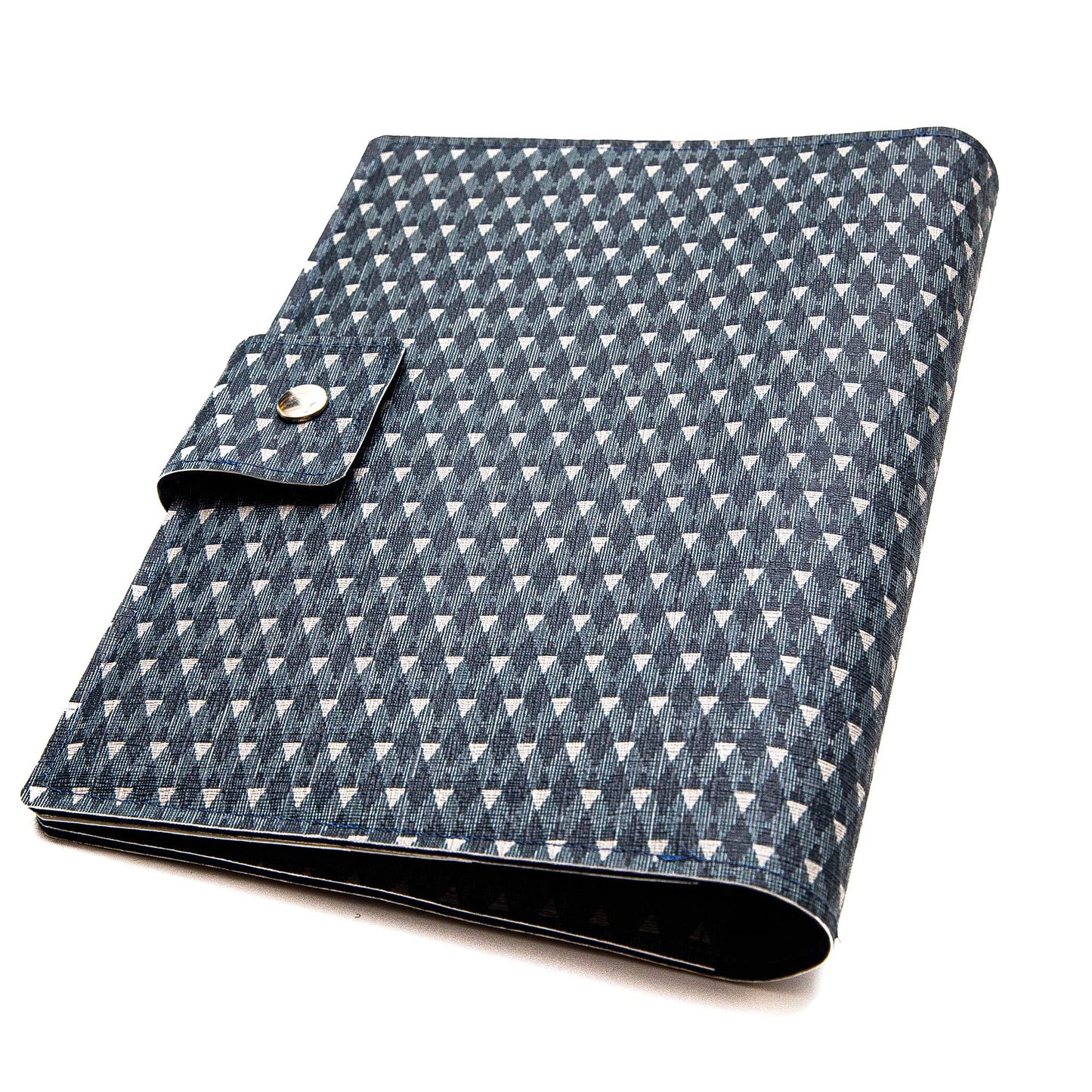 Handmade Folio Cover for iPad/Pro/Air - Blue & Grey Triangle Pattern Faux Leather