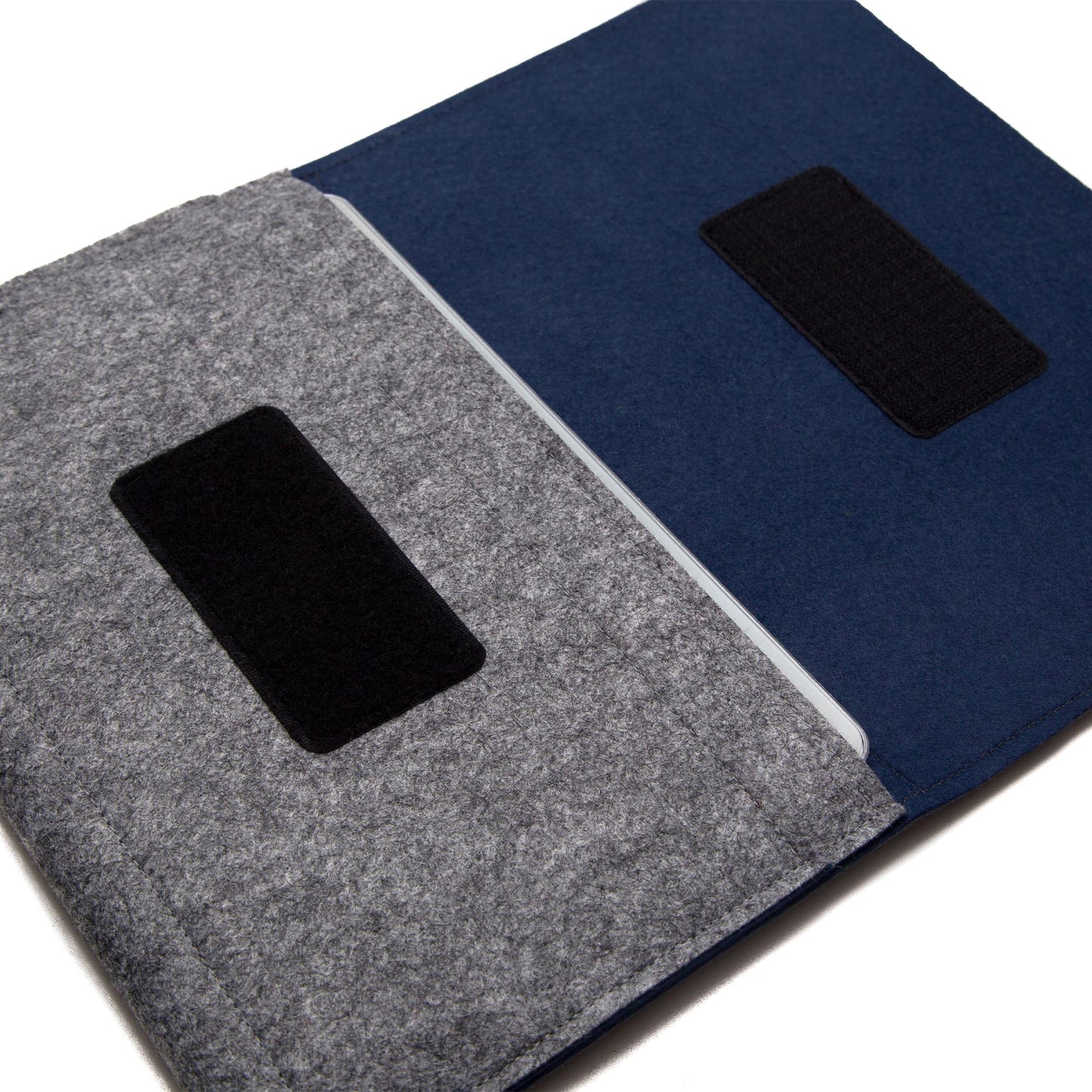 Premium Felt iPad Cover: Ultimate Protection with Accessories Pocket - Grey & Navy Blue
