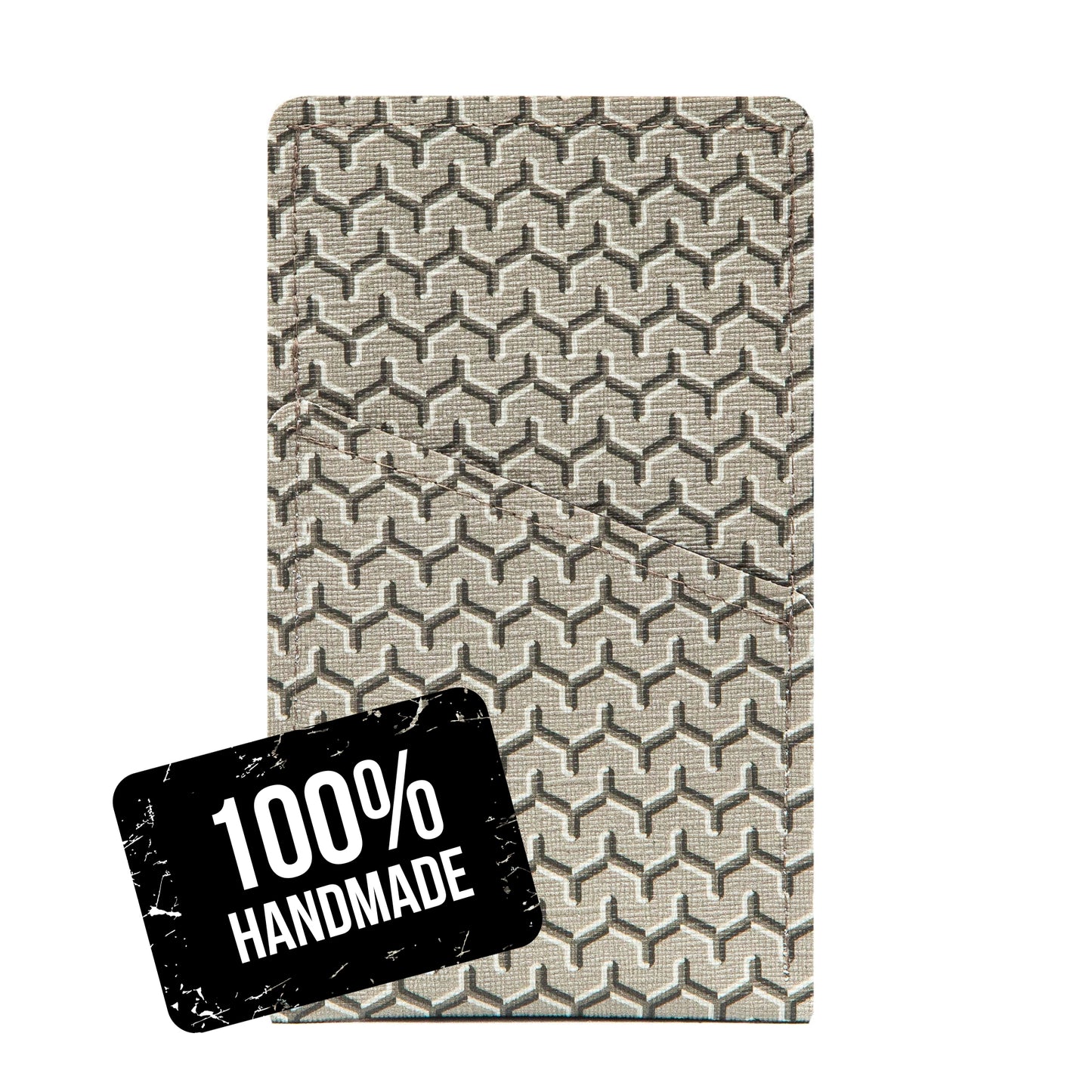 Modern Faux Leather iPhone Sleeve with Abstract Grey Geometric Design and Card Pocket