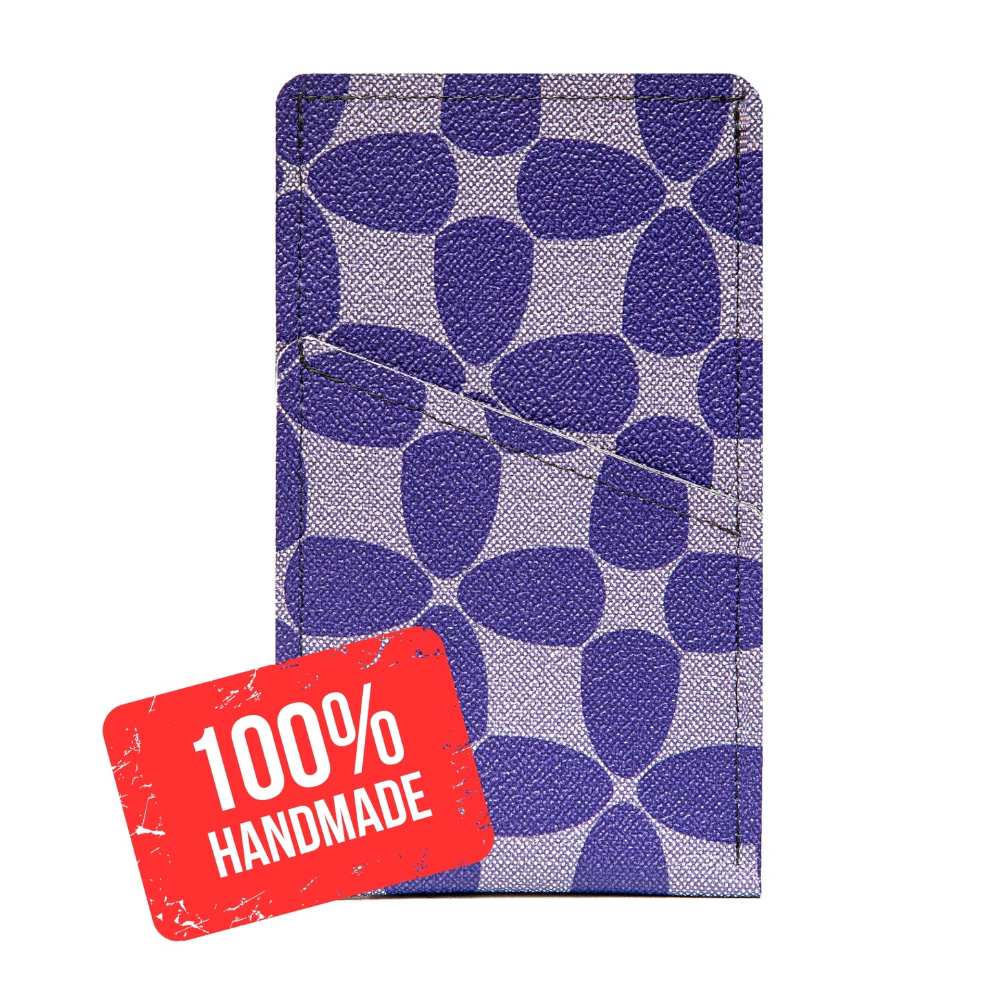 Modern Faux Leather iPhone Sleeve with Purple Abstract Pattern Design and Card Pocket