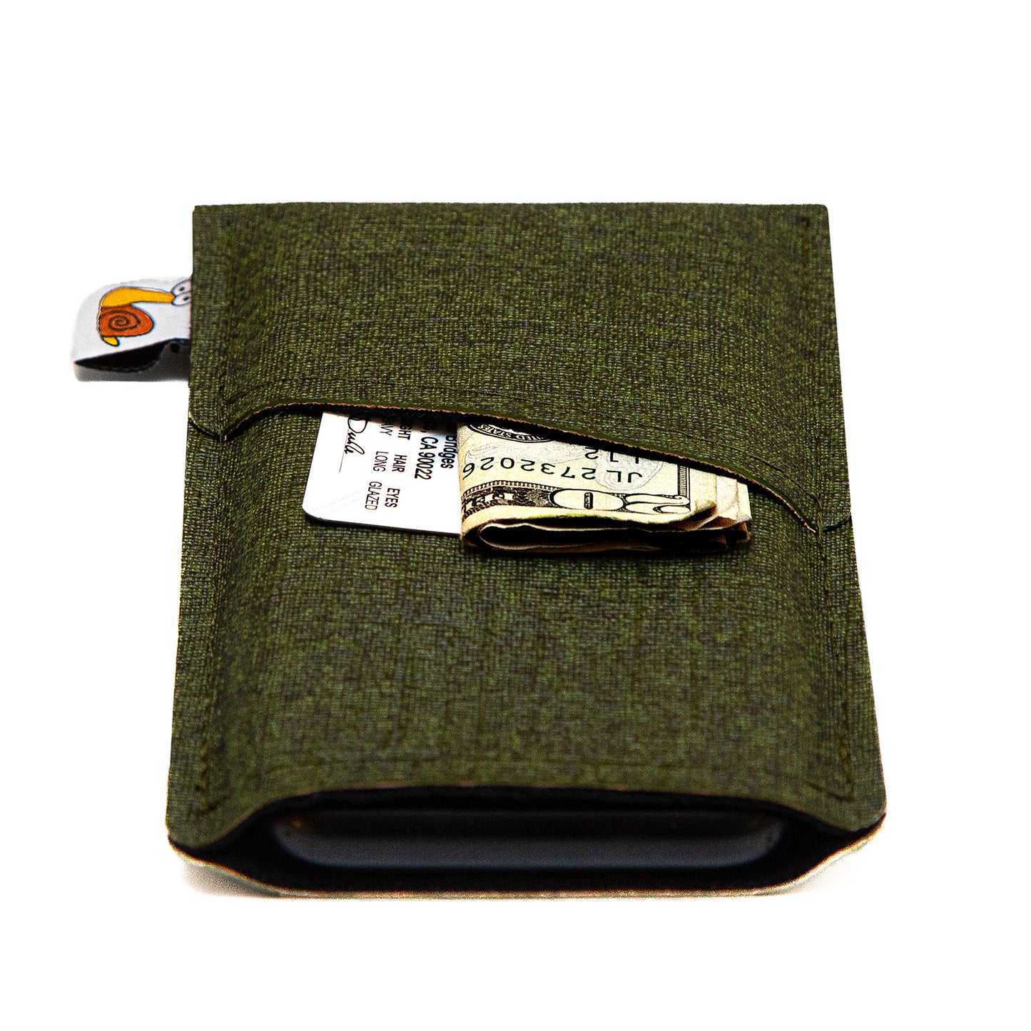 Modern Faux Leather iPhone Sleeve with Card Pocket – Olive Green