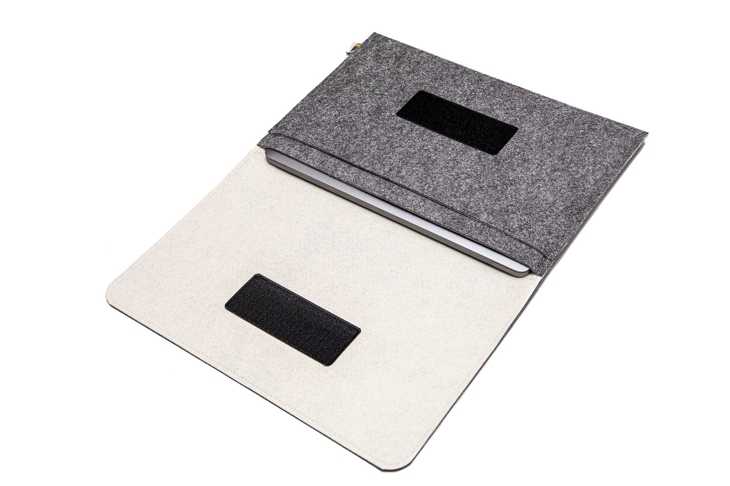 Handmade MacBook Cover with Accessories Pocket: Grey & Cream