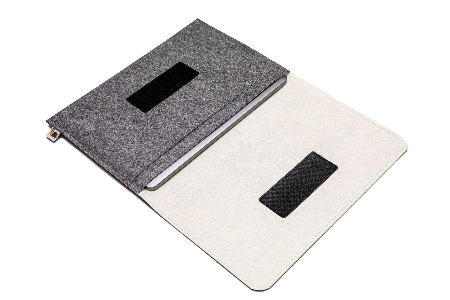 Handmade MacBook Cover with Accessories Pocket: Grey & Cream