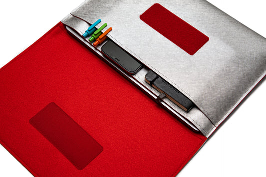 Handmade MacBook Cover - Silver & Red