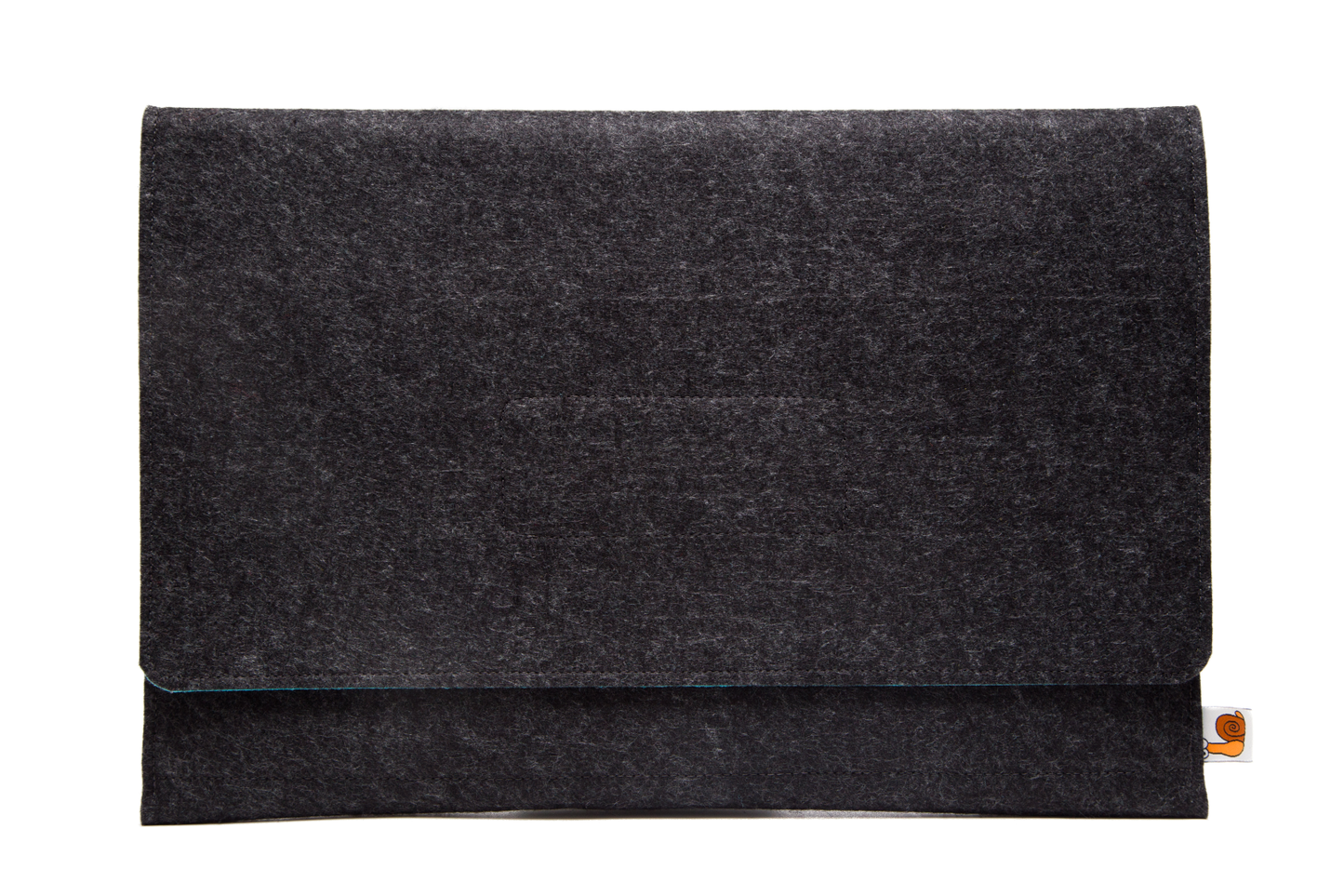 Handmade MacBook Cover with Accessories Pocket: Charcoal & Turquoise