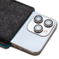 Premium Felt iPhone Sleeve with Card Pocket - Charcoal & Turquoise