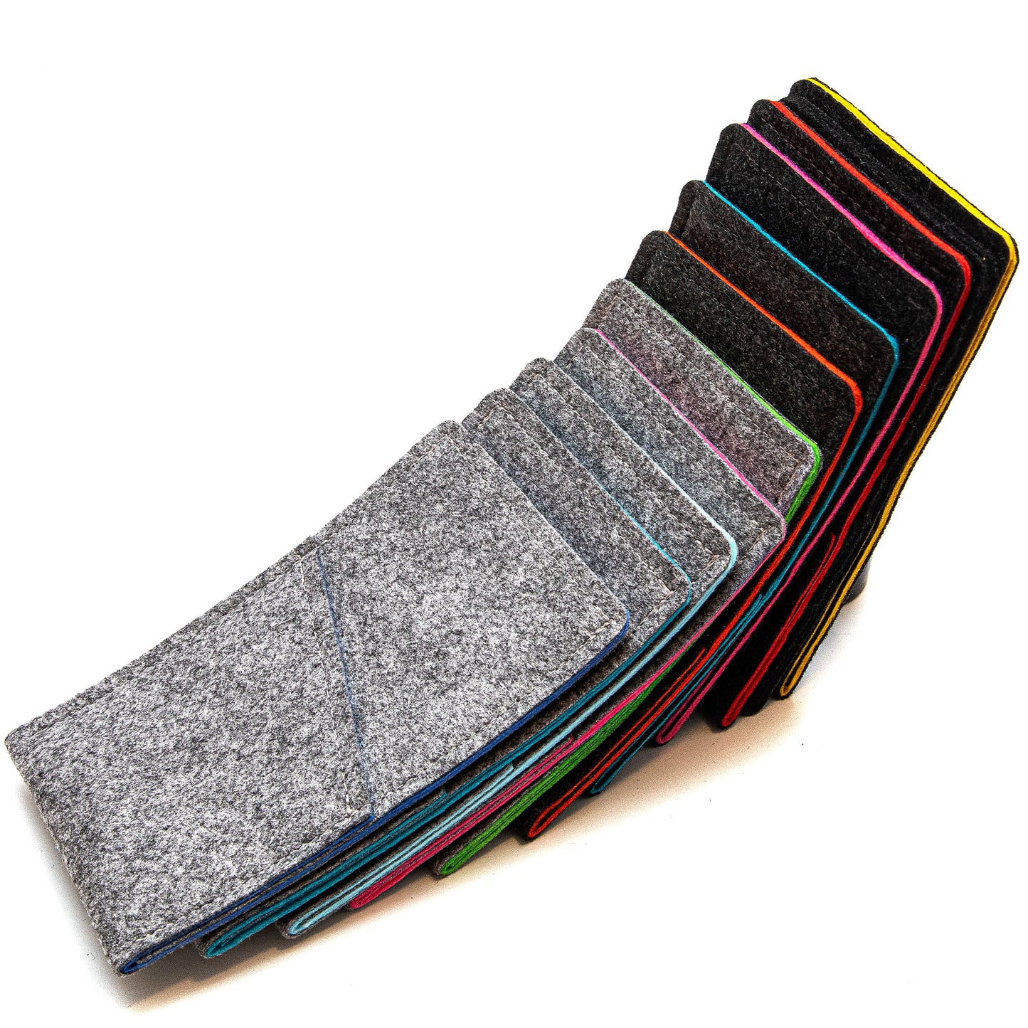 Premium Felt iPhone Sleeve with Card Pocket - Charcoal & Turquoise