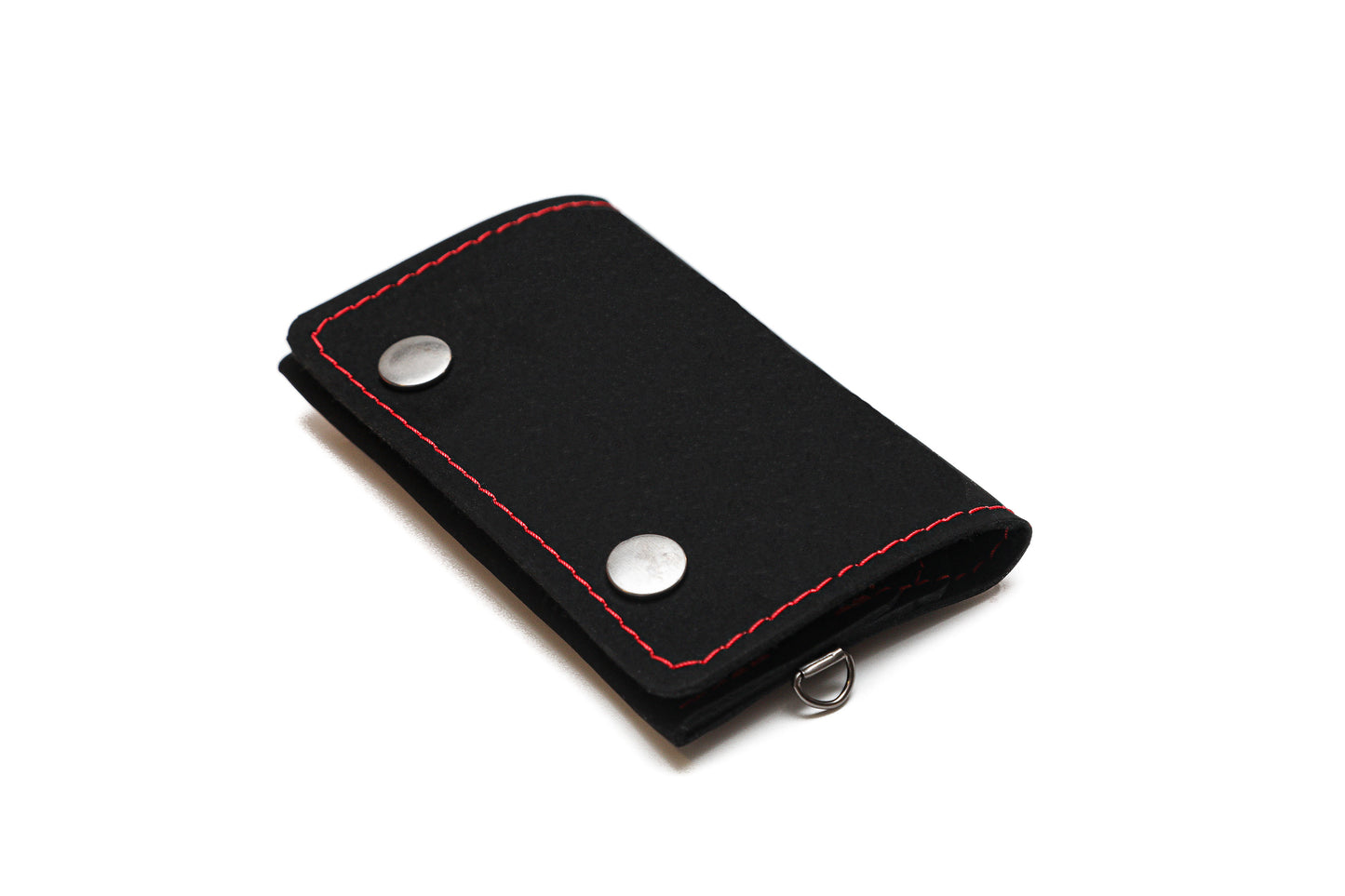 Handmade Vegan Wallet - Black with Red Stitching