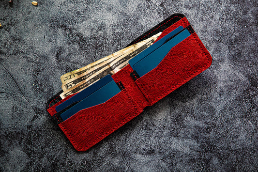 Handmade Bi-Fold Wallet with Four Card Slots and Bills/Notes Compartment - Available in Multiple Colors and Designs
