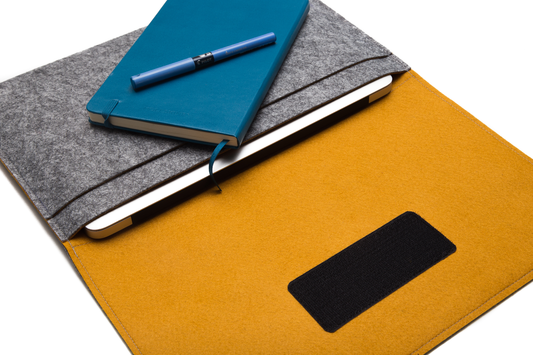 Handmade MacBook Cover - Grey & Mustard