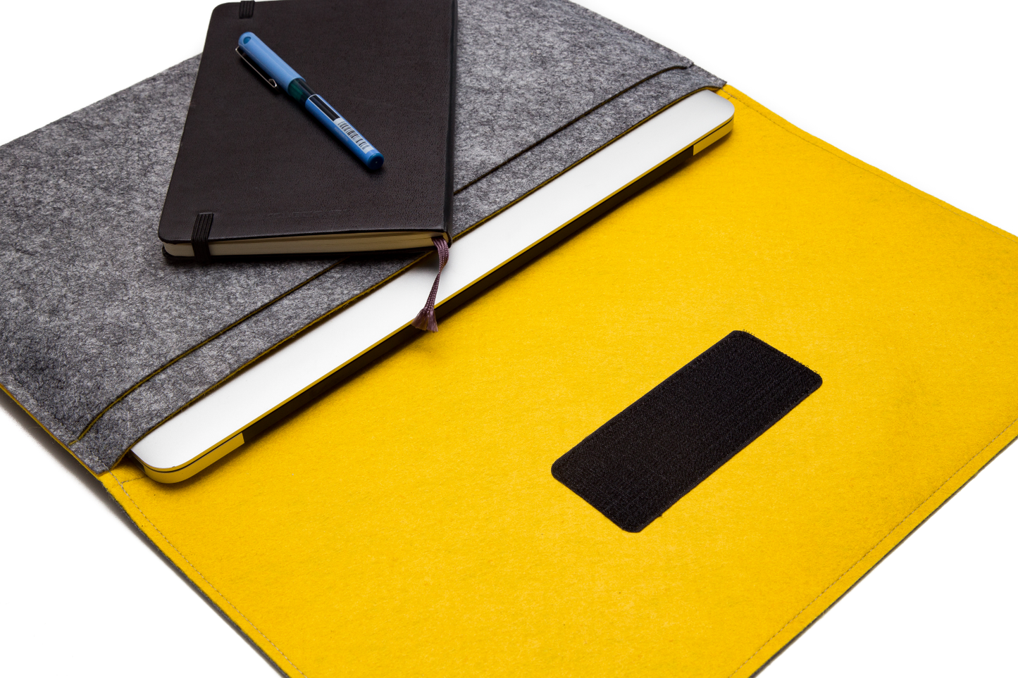 Handmade MacBook Cover - Grey & Yellow