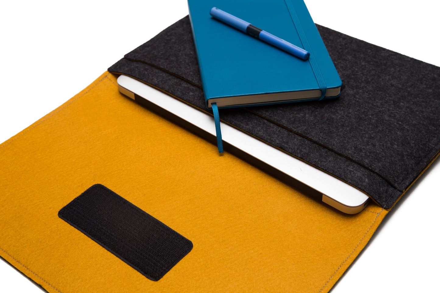 Handmade MacBook Cover - Charcoal & Mustard