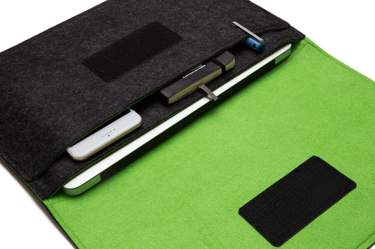 Handmade MacBook Cover - Charcoal & Light Green